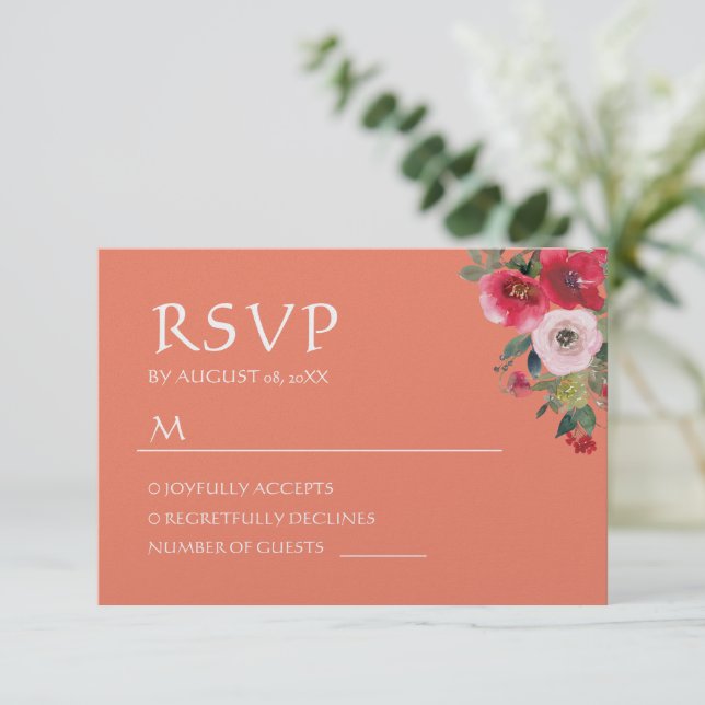 Sanita floral laranja do casamento chinês RSVP (Em pé/Frente)