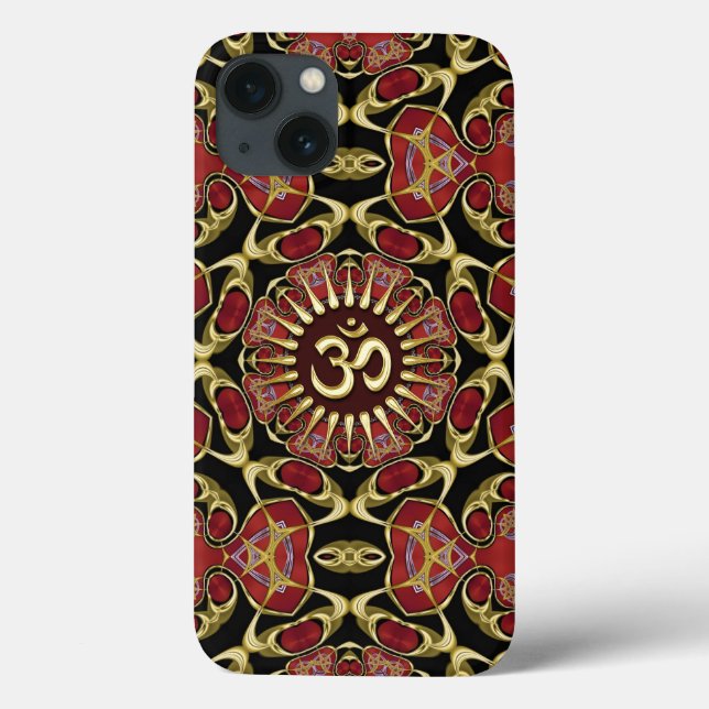 Sanskrit Om Dourado + Red Barroco Air Case (Verso)