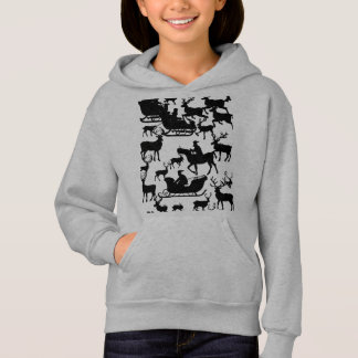 Santa and deer chrismas hoodie for young girls