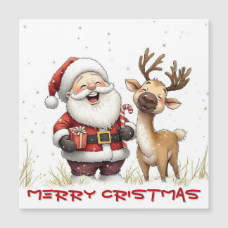 Santa and Reindeer in Festive Cartoon Style