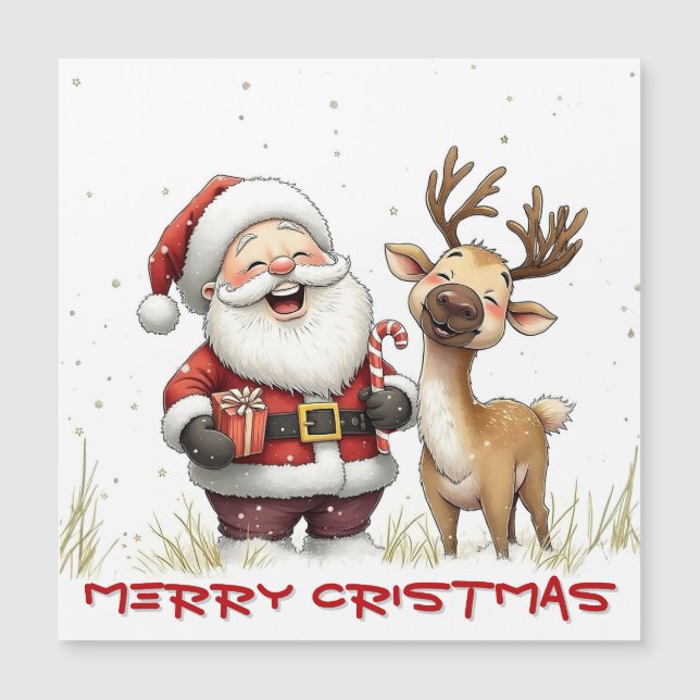 Santa and Reindeer in Festive Cartoon Style (Frente)