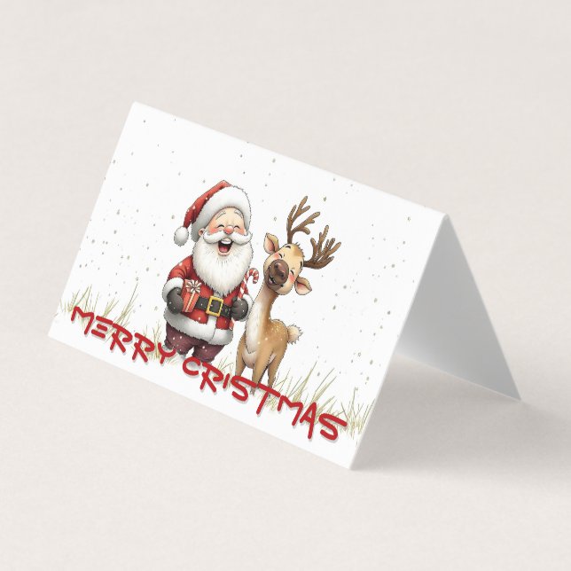Santa and Reindeer in Festive Cartoon Style (Frente)
