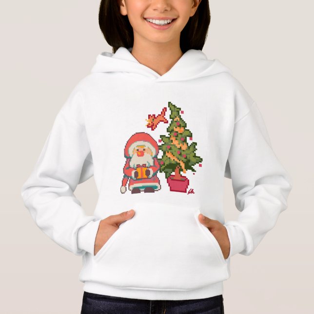 Santa, Christmas tree, cat Pixelart, Pixel Art  (Frente)