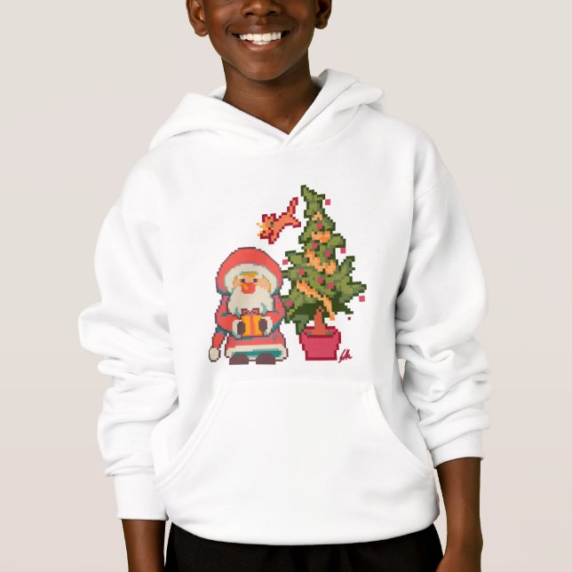 Santa,, Christmas tree, cat Pixelart, Pixel Art  (Frente)