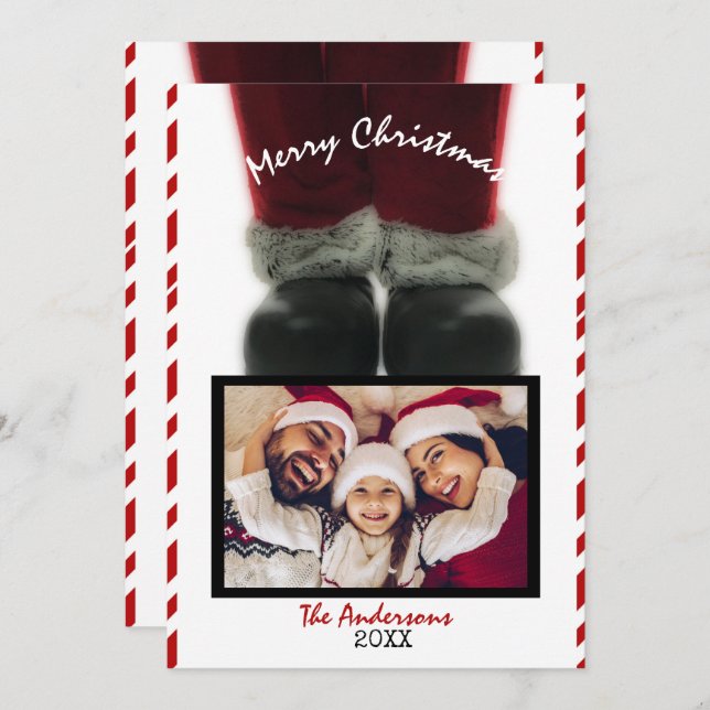 Santa Claus Feliz Cartão com fotos de Natal (Frente/Verso)