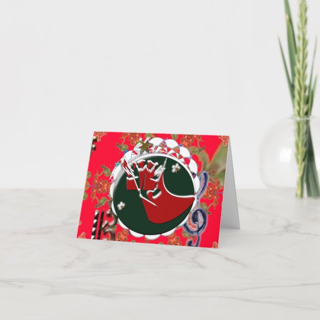 Santa Claus Sock Cartões de agradecimentos Vermelh (Frente)