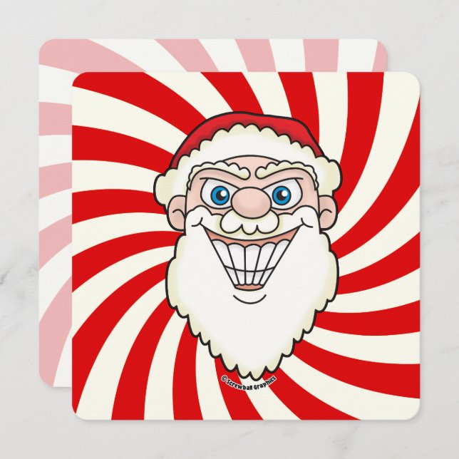 Santa Claus Starburst Screwball Graphics Flat Card (Frente/Verso)