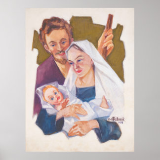 Santa Família Natal - Impressão de Kulhanek 1978