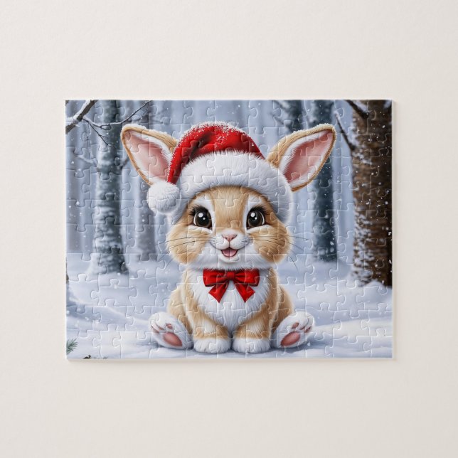 Santa Hat Bunny Quebra-cabeça (Horizontal)