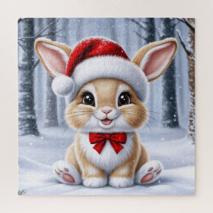 Santa Hat Bunny Quebra-cabeça