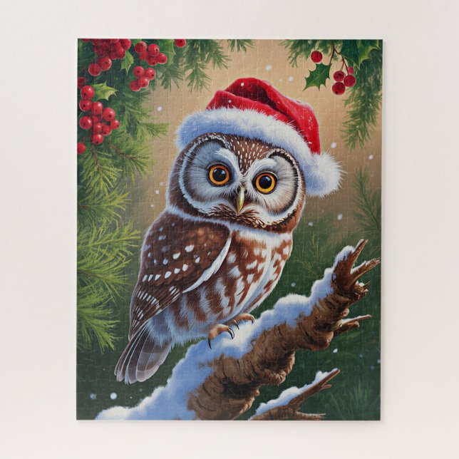 Santa Hat Owl Quebra-cabeça (Vertical)