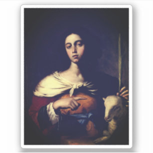 Santa Inês (por Guarino, 1650) Clássico Adesivo Re