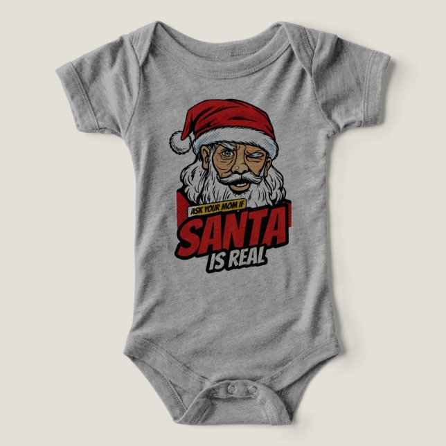 Santa Is Real – Ask Your Mom Pop Art Winking Santa (Design frontal)
