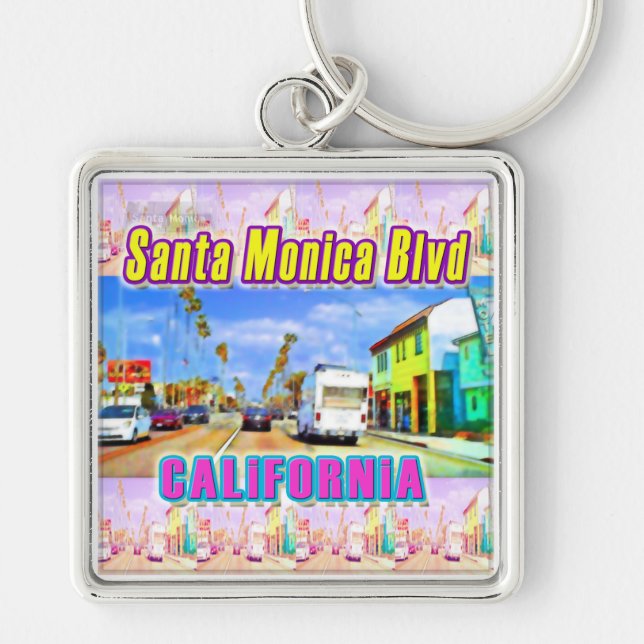 "Santa Monica Blvd 1" Porta-chaves (Frente)