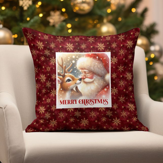 Santa Rudolph Natal Almofada Feliz Natal Clássico  (Santa Rudolph Xmas Pillow Merry Christmas Classic )