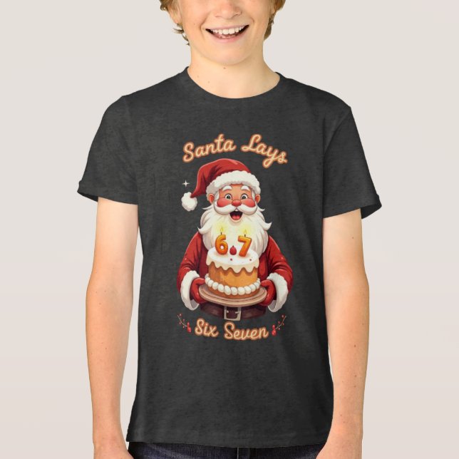 🎅Santa Says Six Seven Meme – Funny Santa Holding  (Frente)