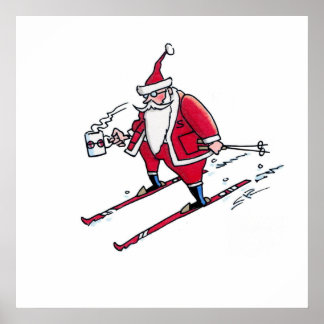 Santa Skiing value matte poster