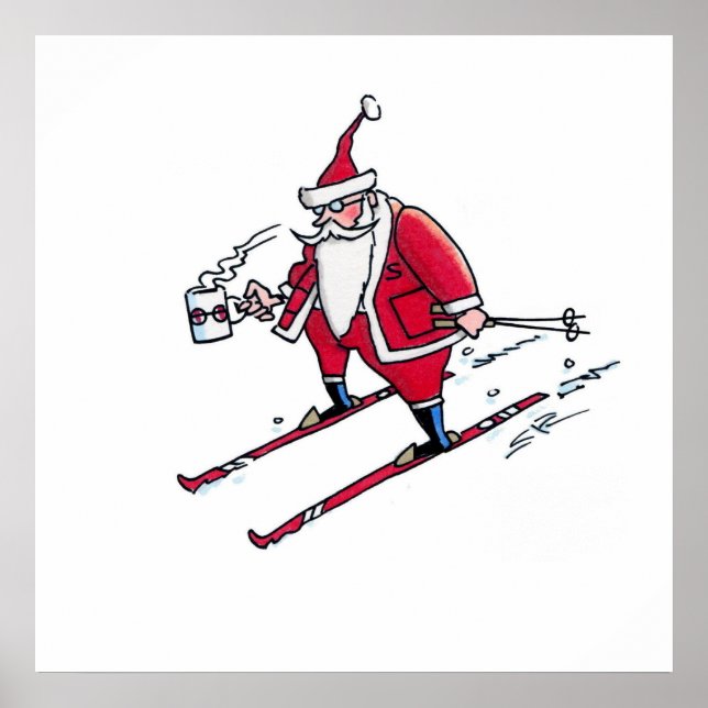 Santa Skiing value matte poster (Frente)