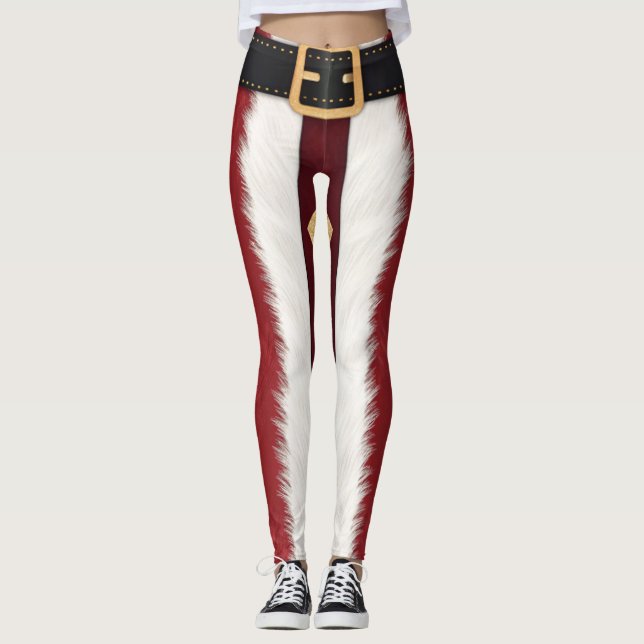 Santa Suit Striped Leggings – Modern Christmas  (Frente)