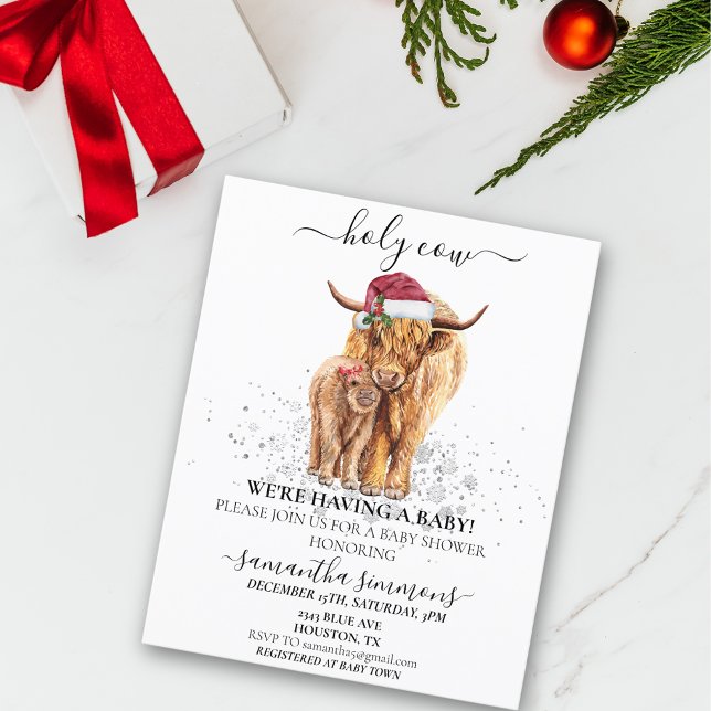 Santa Vaca Highland Budget Chá de fraldas Natal (Criador carregado)