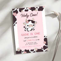 Santa Vaca Rosa Menina Floral Convite Para Anivers