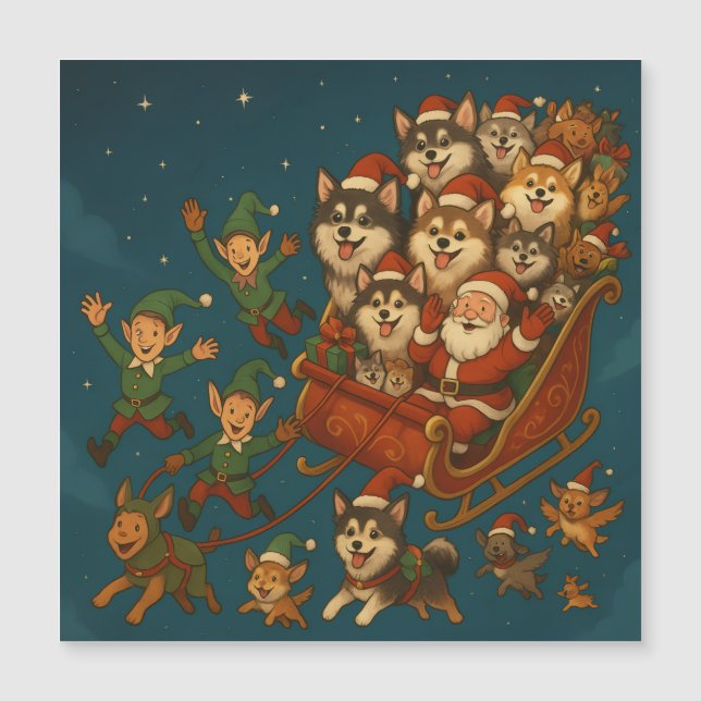 Santa with joyous pups and elves! (Frente)