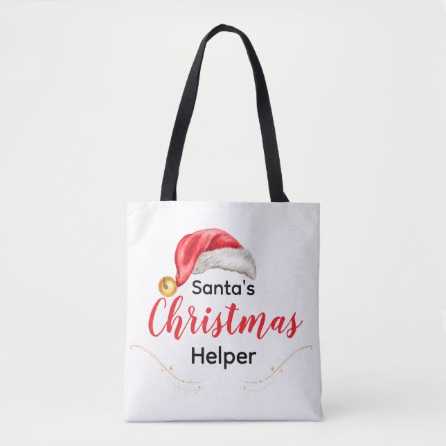 Santa's Christmas Helper Customizable Tote Bag (Frente)