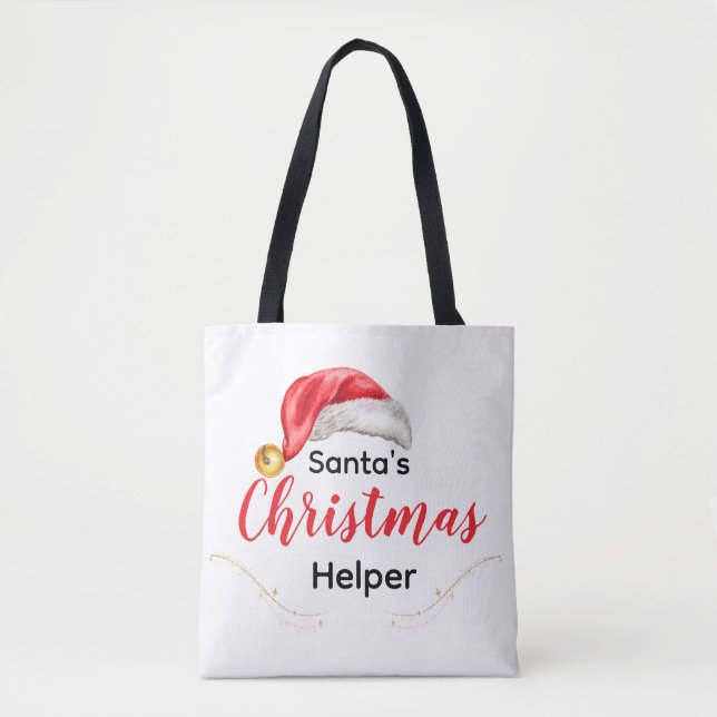 Santa's Christmas Helper Customizable Tote Bag (Frente)