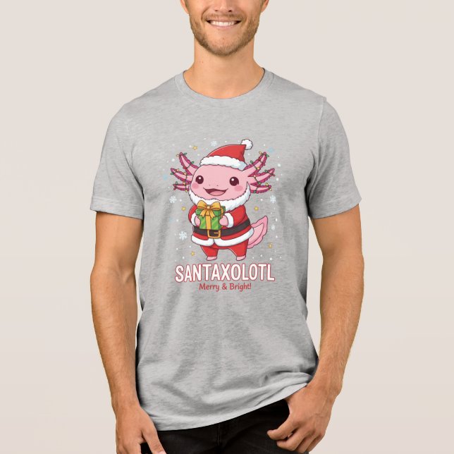SANTAXOLOTL Merry Bright Christmas Unisex T-Shirt (Frente)