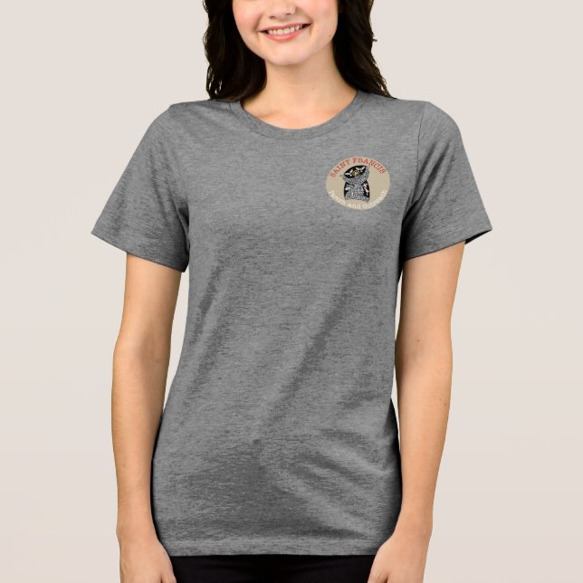 Santo Francis Parish Logo T-Shirt (Mulheres Escura (Frente)