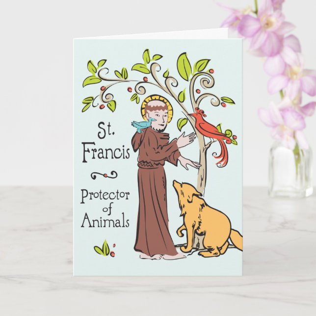 Santo Francisco, Protetor de Animais Cartão para C (Orquídea)