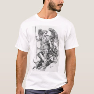 Santo Michael Archangel entrando na camiseta do de