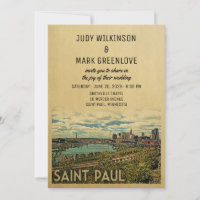 Santo Paul Wedding Convite Vintage Médio Century