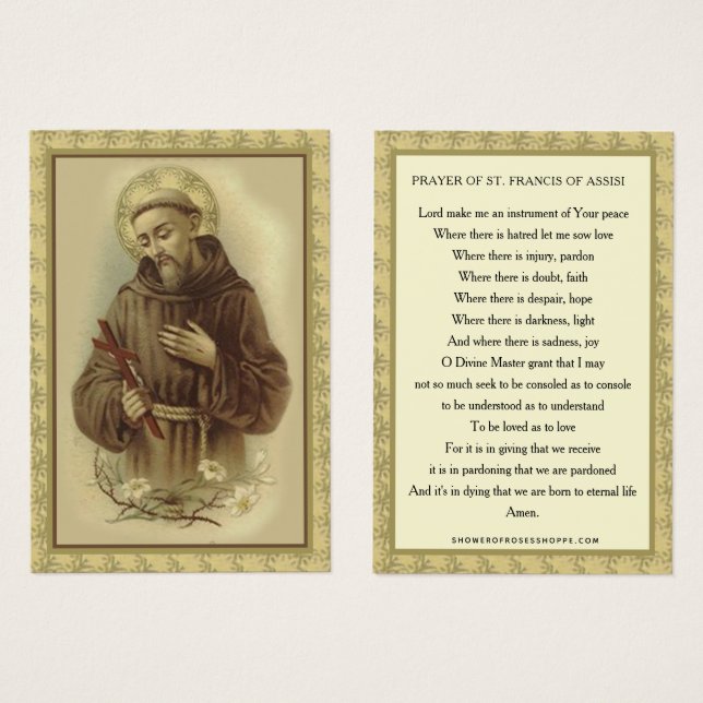 SANTO RELIGIOSO FRANCIS ASSISI ORGULHA PRAYER (Frente & Verso)