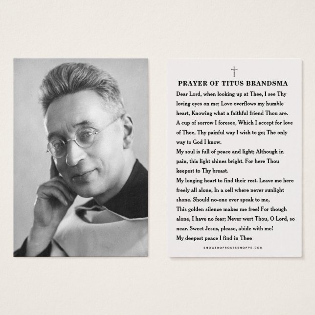 Santo Titus Brandsma Oração Católica Religiosa (Frente & Verso)