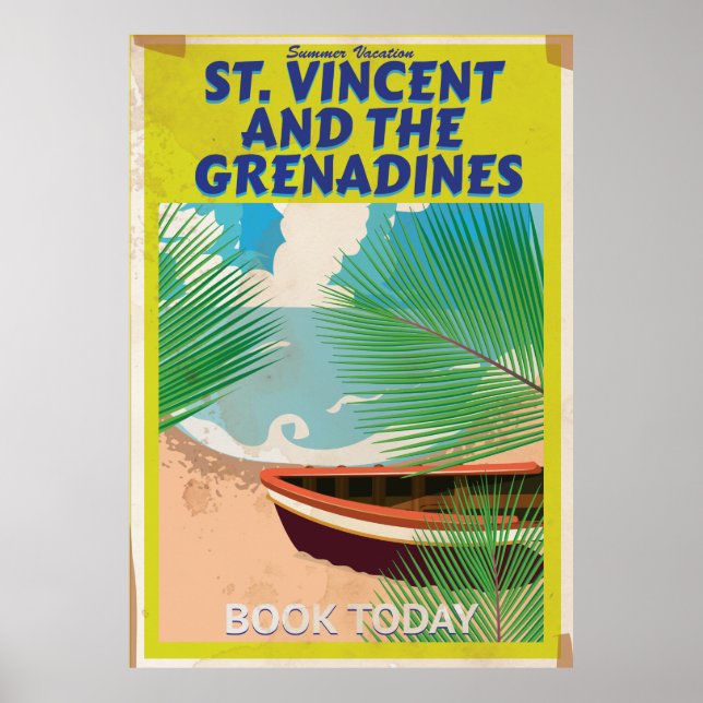 Santo Vincent e Poster de viagens das Granadinas (Frente)