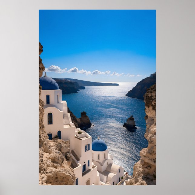 Santorini Blue Horizon Poster (Frente)