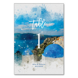 Santorini, cartão da mesa de casamento da Grécia