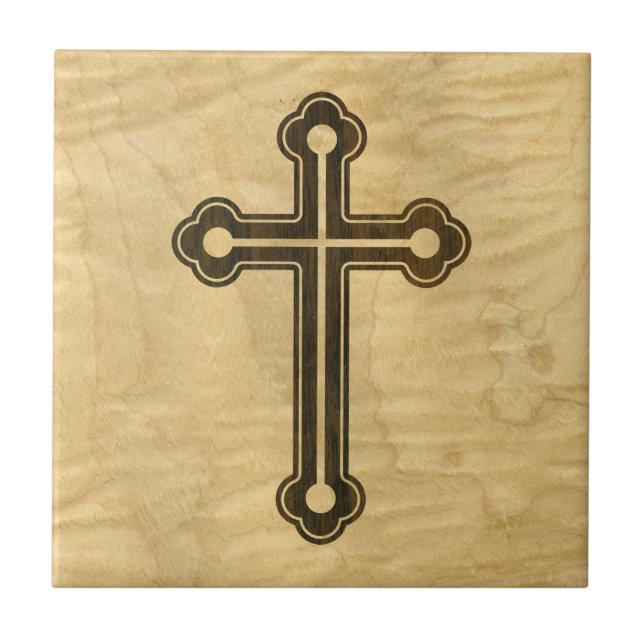 Santorini Christian Cross Woodle Maple Rosewood (Frente)