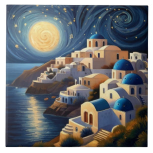 Santorini, Grécia por Lua - Arte da Ilha Grega