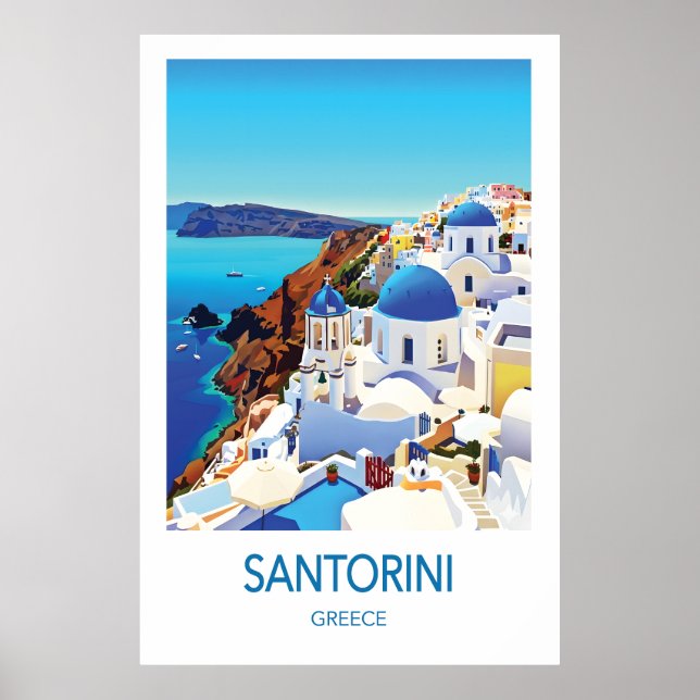 Santorini Greece Travel Poster (Frente)
