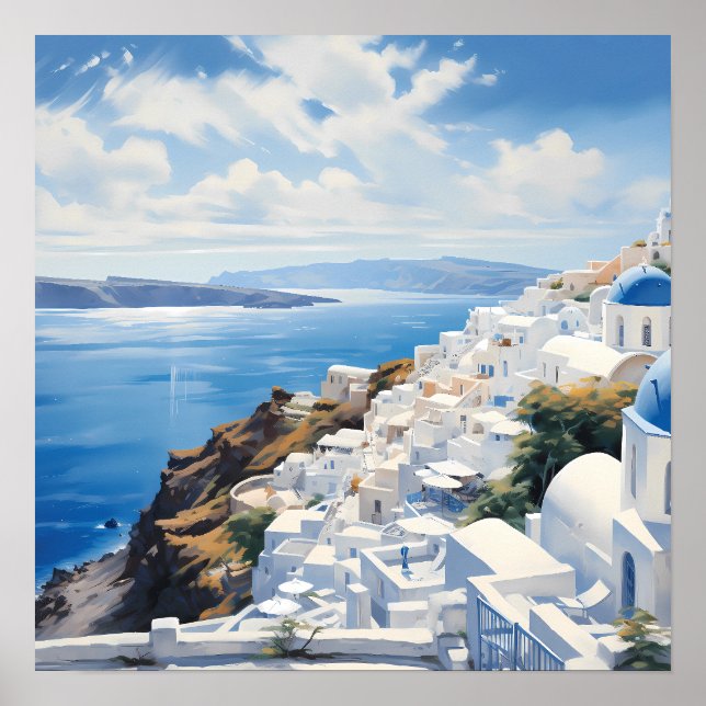Santorini por Sea Poster (Frente)