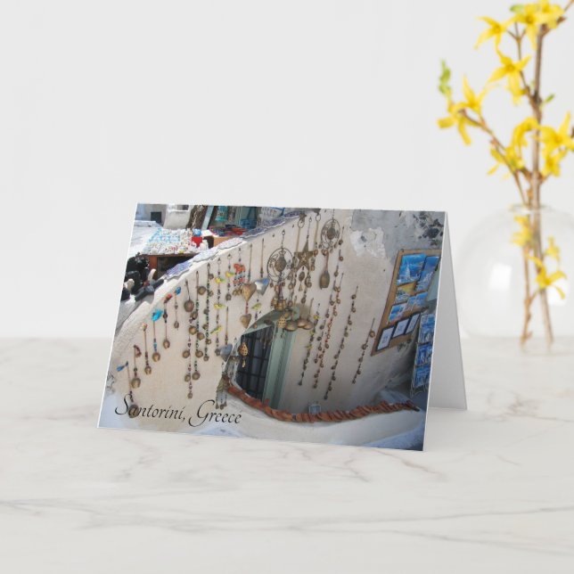 Santorini, Souvenirs da Grécia - cartão (Flor Amarela)