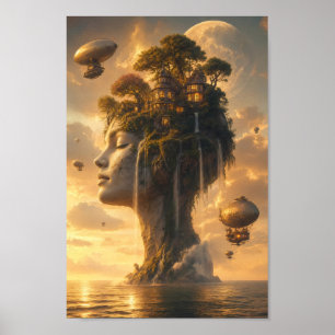 Santuário de Ilha Celestial no Céu Arte Poster