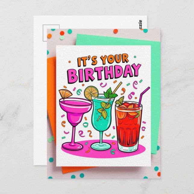 São os seus cartões postais de aniversário (Frente/Verso)