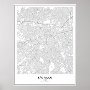 São Paulo, Brazil, Minimalist Map Poster (Style 2)