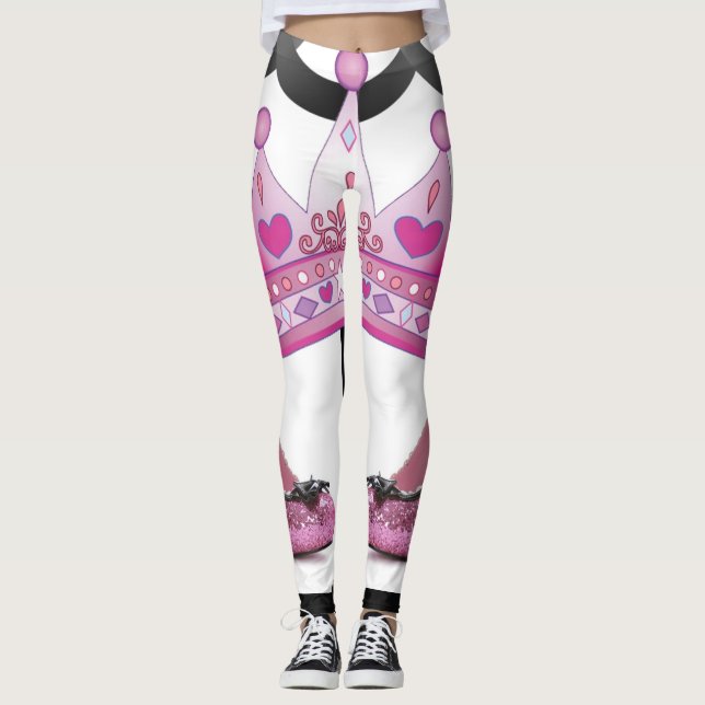sapatos da coroa rosa leggings (Frente)
