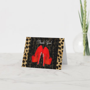Sapatos de Salto Alto Vermelho Leopardo Cartões de