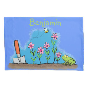 Sapo bonito e abelha na ilustração de desenho anim