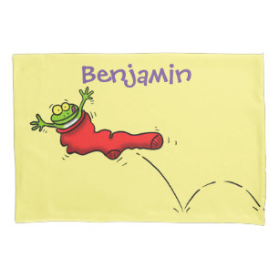 Sapo bonito em um desenho de salto em meia vermelh